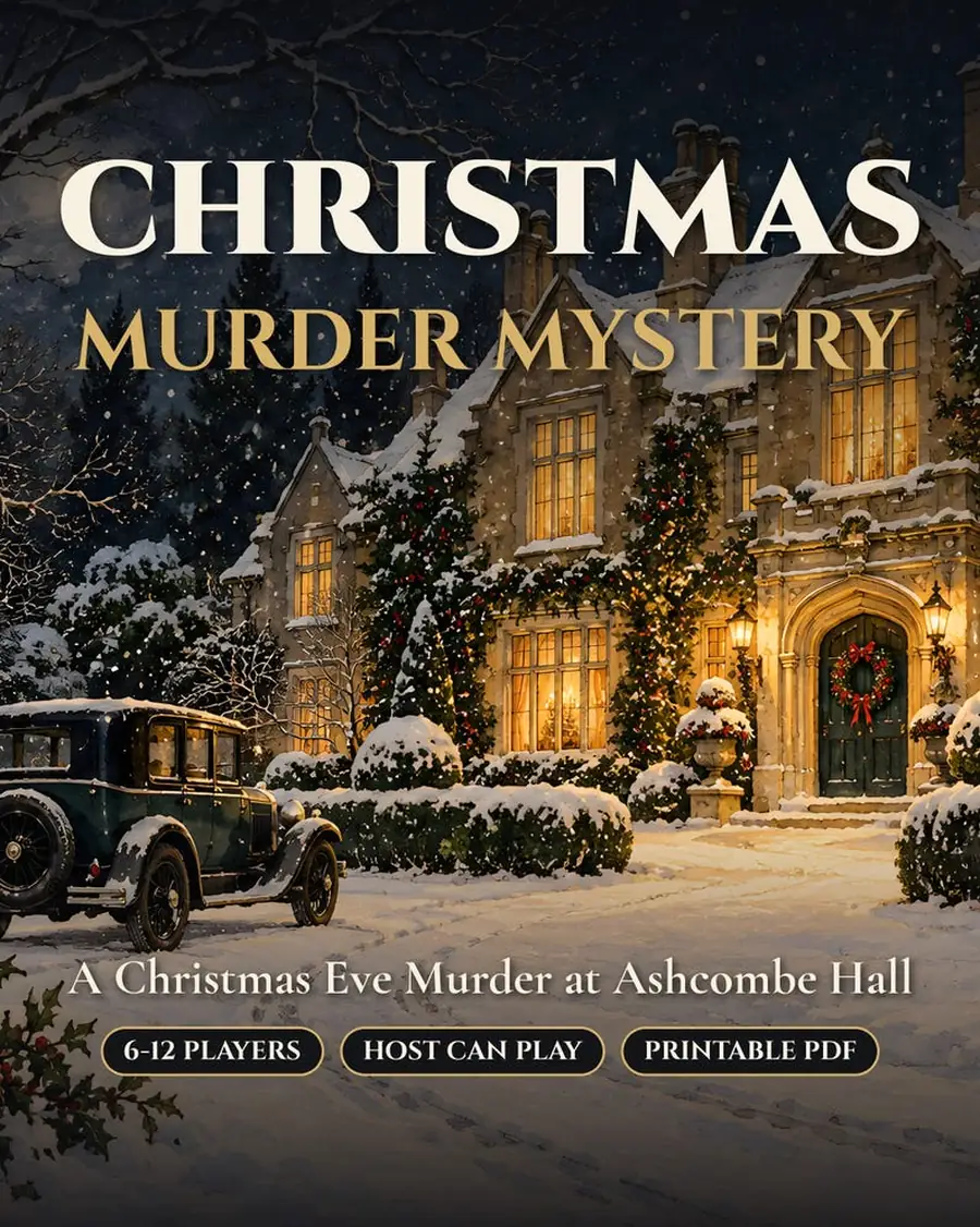 Christmas Murder Mystery Party Game, 1920s Dinner Party, 6-12 Players, Host Can Play, Printable PDF